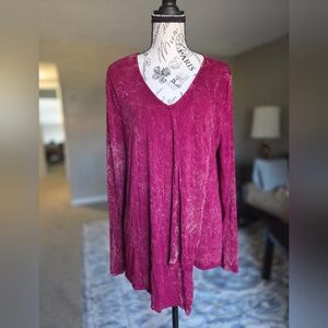 Cato Berry V-Neck Long Sleeve Tunic